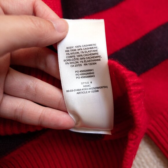 NEW WITHOUT TAGS Artizia Essential Cashmere Relaxed Crew Sweater Red Stripe S - Picture 5 of 5